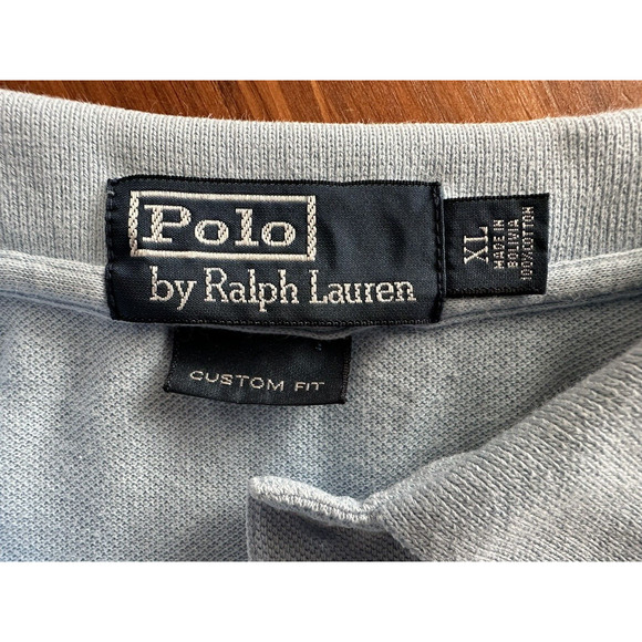 Ralph Lauren Polo Golf Shirt Custom Fit Mens XL Blue w/Yellow Pony Short Sleeve - Picture 6 of 11